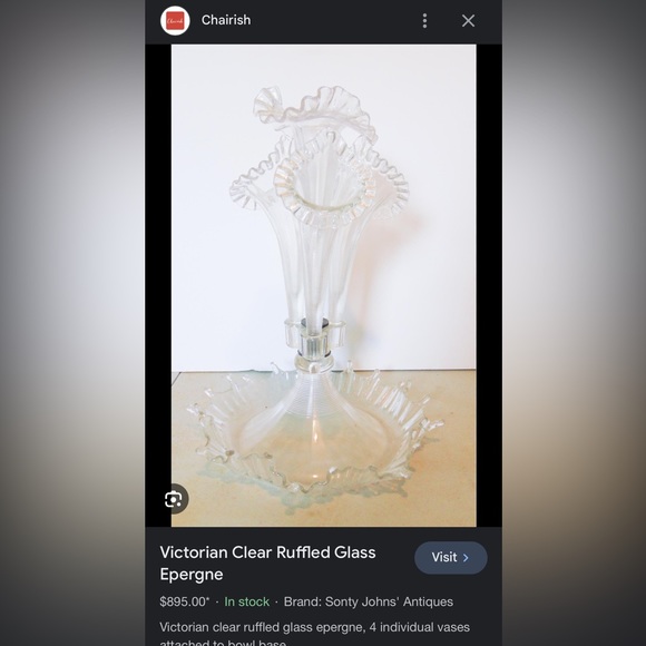 Victorian clear ruffled glass epergne horn replacements - Picture 4 of 4